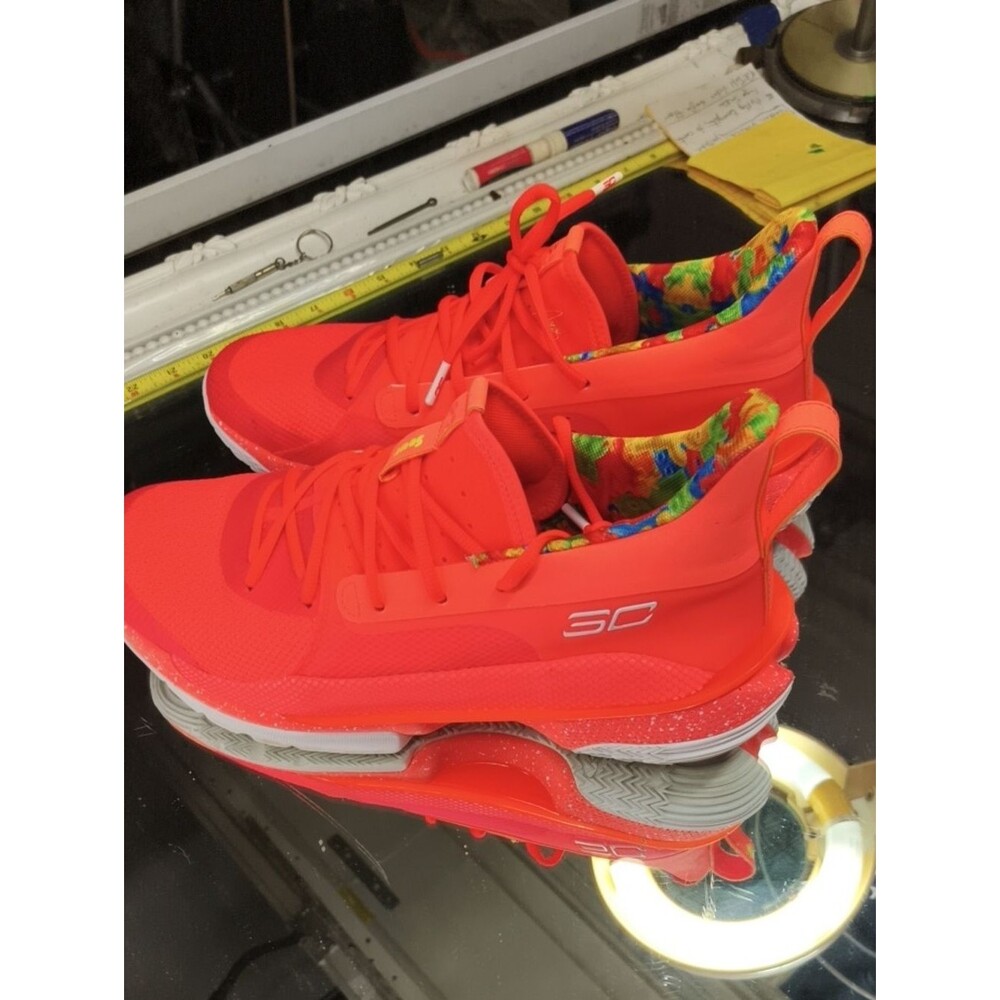 Men's 12.5 Under Armour Curry 7 "Sour Patch Kids" Peach Plasma/Orange MINT